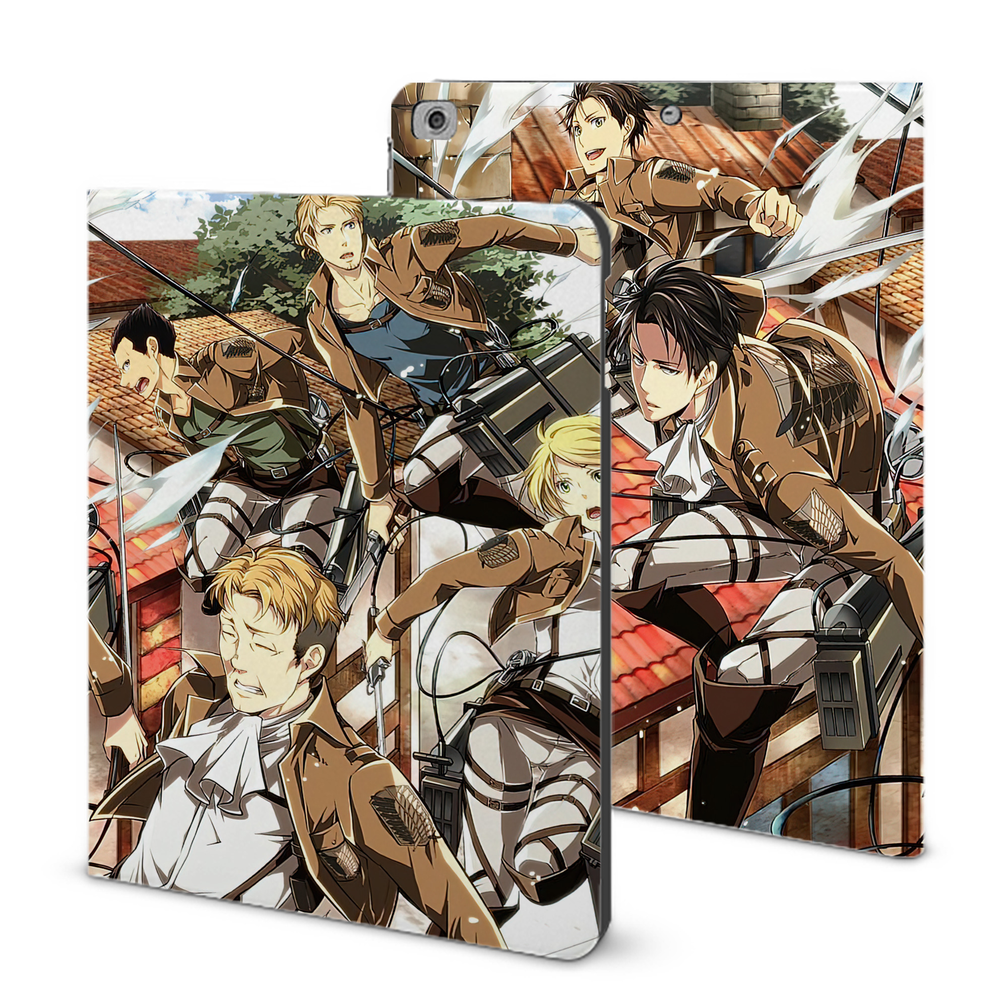 （画像用） 進撃の巨人 Attack on Titan IPad ケース ブック型 PUレザー TPU 耐衝撃 軽量 薄型 ペン収納なし 全面保護 IPad 各モデル対応